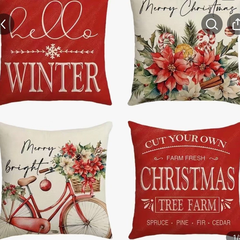 4pcs Christmas Pillowcases,17.7x17.7 Inch, Set Of 4, Pillow Inserts Not Included